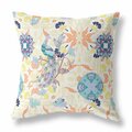 Homeroots 16 in. Peacock Indoor & Outdoor Zip Throw Pillow Off-White & Orange 411340